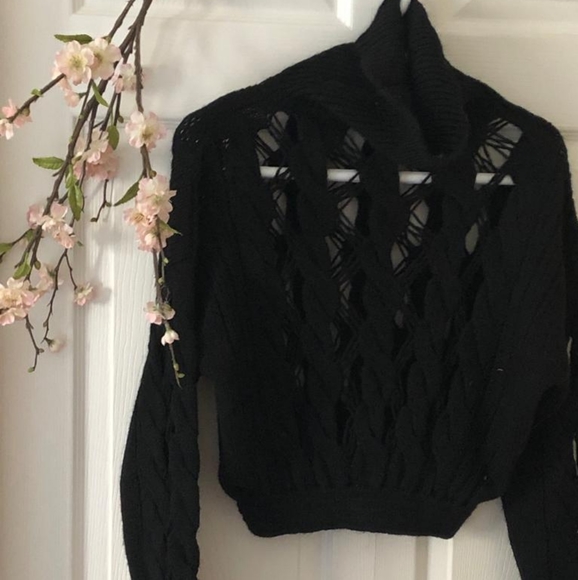 AGGEL Open Knit Turtleneck Sweater - Picture 3 of 6